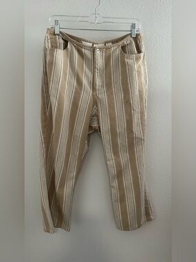 Liz Claiborne Beige and White Striped Chinos